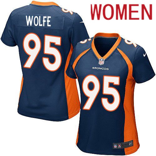 Cheap Women Denver Broncos 95 Derek Wolfe Nike Navy Game NFL Jersey